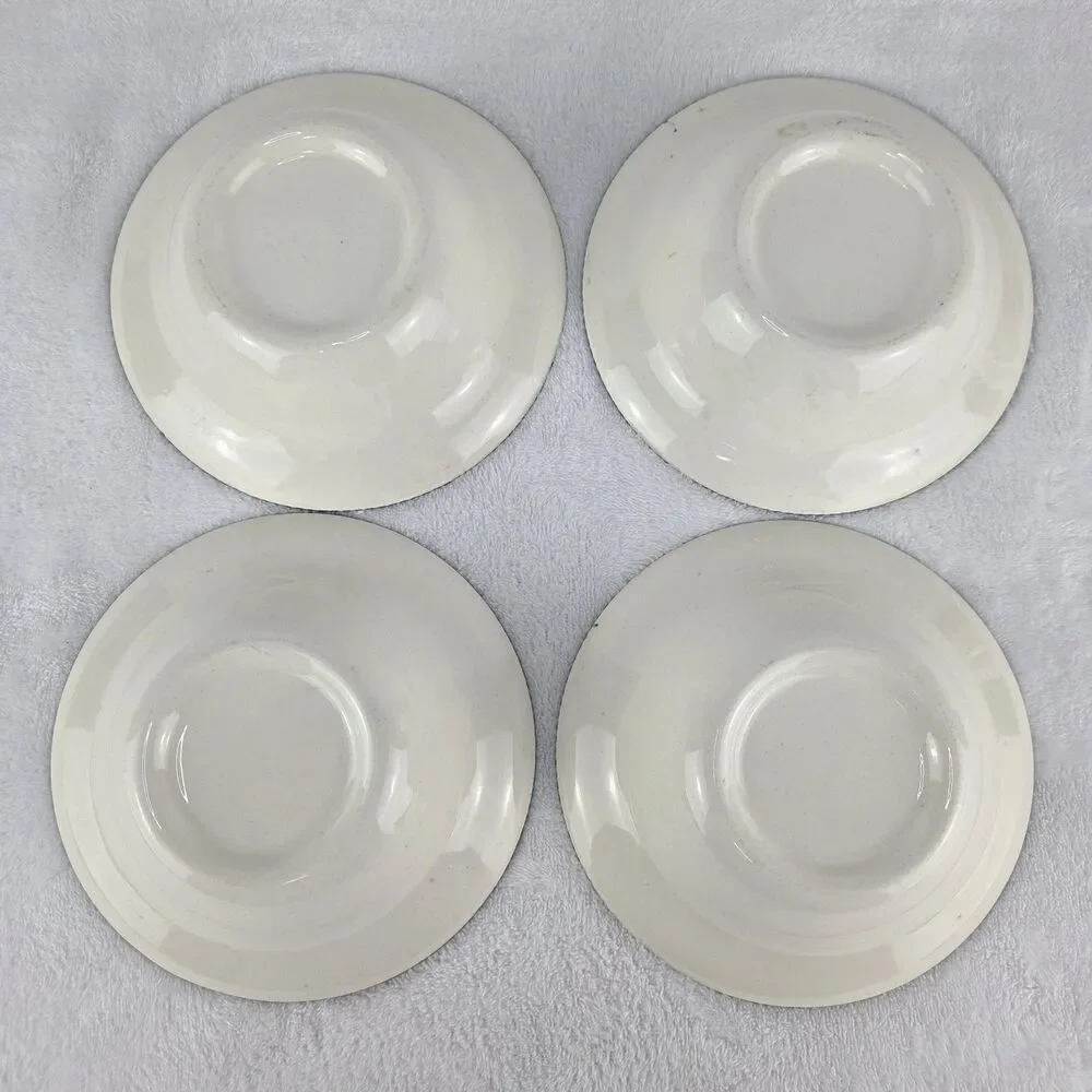 Set of 4 Vintage Royal China Currier & Ives Blue School House Soup Cereal Bowls